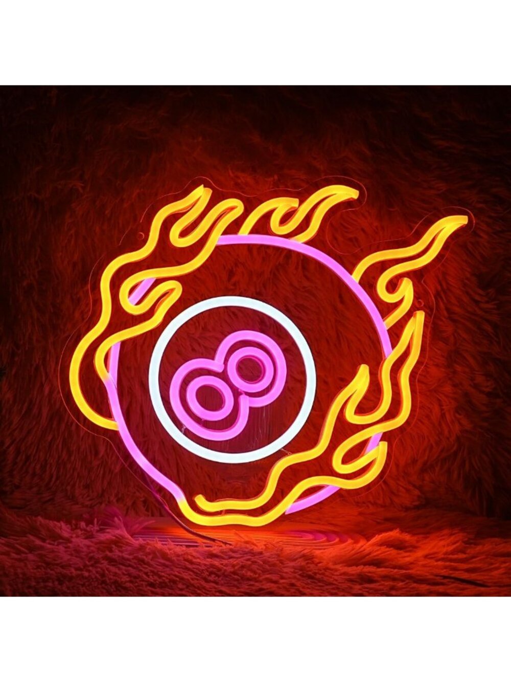 Colorful Dimmable Neon Number 8 Sign - LED Wall Decor for Billiards Room, Gym